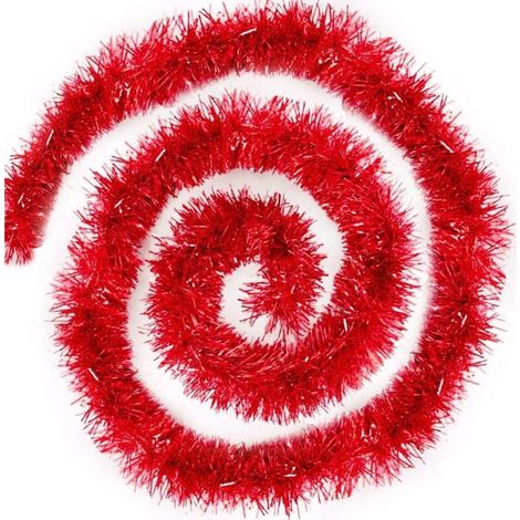 4 guirlandes rouges métalliques Noël 200 cm pour sapin, cheminée, fenêtre ou porte (1/4)