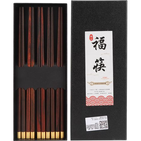 Set mit 5 Paar chinesischen Essstäbchen aus Dalbergia-Cochinchinensis-Holz – ein sicheres, handgefertigtes Geschenk für Familie und Freunde (1/5)
