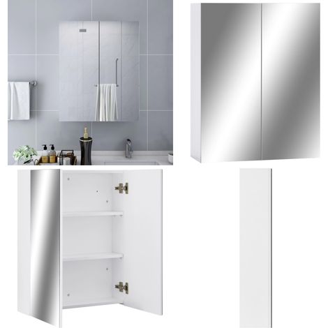 Bad-Spiegelschrank Weiß 60x15x75 cm MDF - Badezimmerspiegel - Spiegelschrank - Badmöbel - Aufbewahrungsschrank - Weißer Spiegelschrank - Home & Living