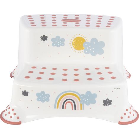 keeeper Scaletta a Due Gradini Arcobaleno, Per Bambini da 3 a 14 Anni Circa, Funzione Antiscivolo, Igor, Bianco (1/4)