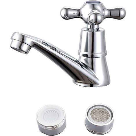 Robinet d'eau froide simple – Chromé, ABS – Monotrou – Pour lavabo et vasque (1/5)