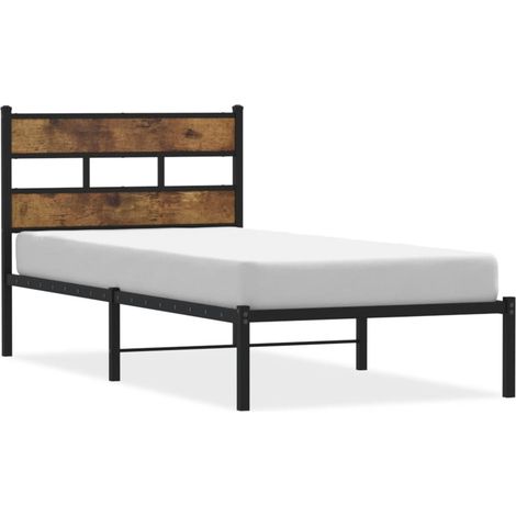 Maison Exclusive - Metallbett ohne Matratze Räuchereiche 100x200 (1/5)