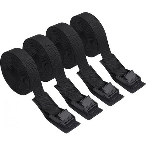 Sangles d'arrimage - Lot de 4 - Sangles d'arrimage pour vélo avec boucle à pince - Sangle d'arrimage - Sangle de fixation - Sangles d'arrimage avec boucle métallique - 25 mm x 1 m - Sangles de fixatio (1/5)