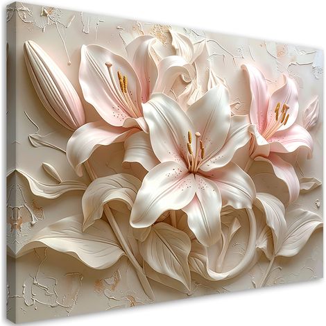 Stampe su Tela, Fiori bianchi e rosa in rilievo - 30x20 (1/2)