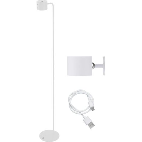 Lampe rechargeable, Lampadaire et lampe de table, Hauteur réglable, Accessoire mural, Câble USB inclus, Interrupteur tactile, Blanc (1/5)