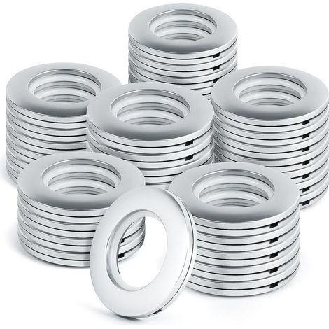 Anneaux Rideaux 40mm Plastique avec Œillets 32 Pièces Argenté pour Tringle Ronde/Rideau Fenêtre/Salle de Bain/Bricolage (1/5)