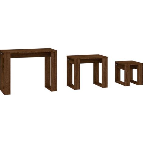 Maison Exclusive - Mesas apilables 3 pzas madera contrachapada color roble marrón