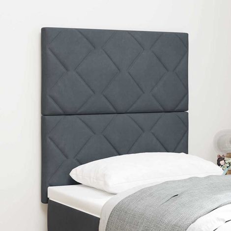 Tête de Lit LED-Panneau de lit avec lumière Géométrique Gris foncé 80 cm Velours 195562 (1/5)
