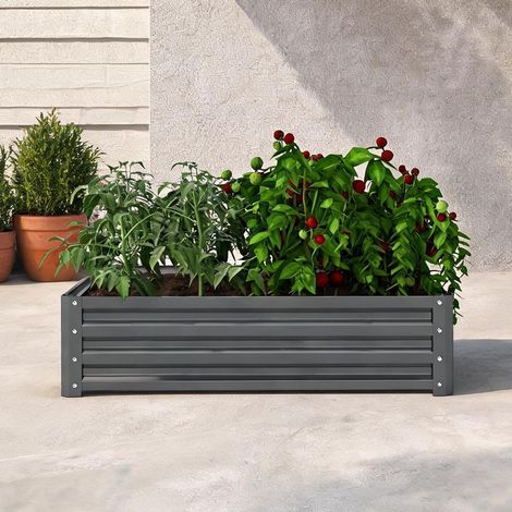 Carré de jardin surélevé en acier galvanisé soft gris 120 x 120 (1/5)