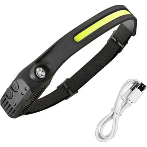 Tuserxln – Lampe frontale rechargeable LED 2000 lumens – Modes d'éclairage variés – Capteur intelligent – Étanche et léger pour randonnée et camping