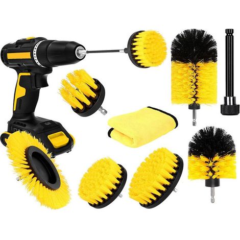 8 Pièces brosse de nettoyage electrique salle de bain Brosse de Nettoyage Brosse de Jante Voiture Brosse Nettoyage Perceuse lectrique Nettoyage de Roue (1/5)
