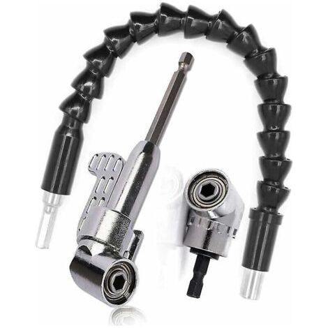Kit d'extension de foret à angle droit flexible avec foret à angle de 105 degrés et adaptateur de tournevis à tige hexagonale de 1/4\