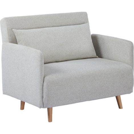 Fauteuil convertible en tissu pieds bois clair - Beige - Belushi