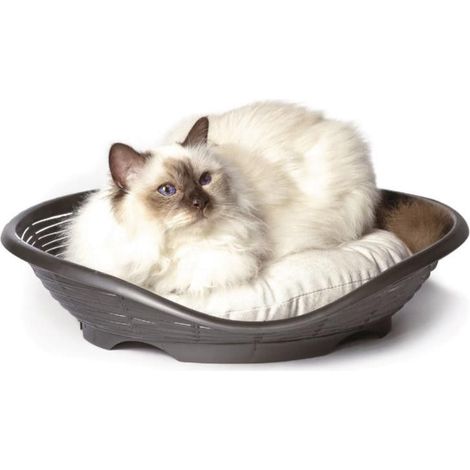 Panier pour animaux avec coussin - 48 x 46 cm - Gris - Livraison gratuite