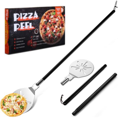 Pelle à pizza en acier inoxydable, 22,8 x 25 x 112 cm, avec poignée amovible (1/5)