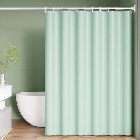 Rideau de douche - Rideau de douche imperméable - Rideau de séparation de douche - Avec anneaux en plastique - Pour douche et baignoire - 180 x 180 cm - PEVA - Vert clair (1/4)