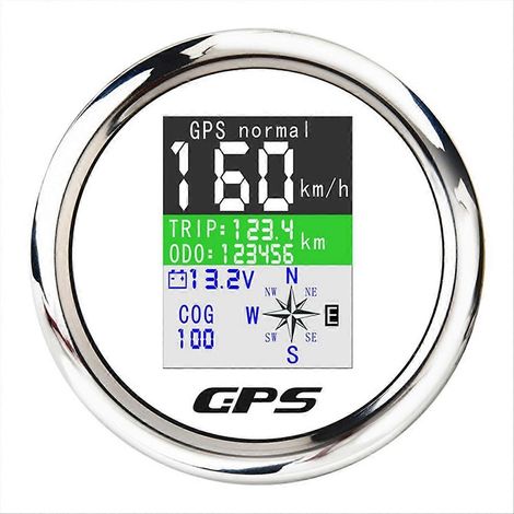 Compteur de vitesse GPS numérique pour bateau, voiture et marine, avec antenne GPS, blanc et argent (1/5)