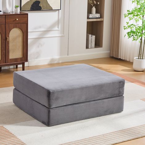 Fauteuil compressé en velours côtelé avec cadre métallique robuste – design ergonomique et rembourrage épais pour un confort durable. Avec poche latérale et coussin, combinable librement – polyvalent. (1/4)