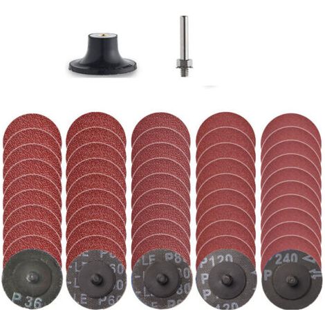 Disques à Changement Rapide De 50mm, Support De Disque 1/4", Disques Abrasifs Pour La Préparation De Surface, De Polissage, Les Bavures Et La Peinture Antirouille-Grain 36/60/80/120/180 (1/5)