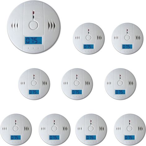 SWANEW CO Melder Alarm 10x Kohlenmonoxid Gasmelder Rauchmelder Gaswarner LCD Anzeige Kohlenmonoxidmelder Brandschutz CO Sensor (1/4)