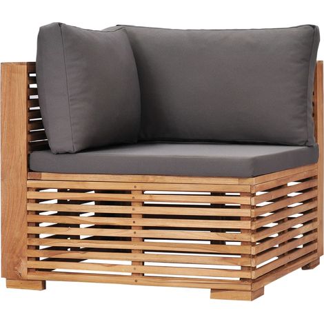 Maison Exclusive - Garten-Ecksofa mit Grauer Auflage Massivholz T (1/5)