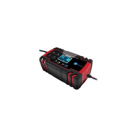 Chargeur de Batterie Intelligent 12V/24V 8A, Chargeur Batterie Mainteneur et Automatique Réparation Fonction Portable avec Écran LCD, pour Voiture Moto Camion, AGM, Gel, Wet, SLA(BlackRed) (1/5)