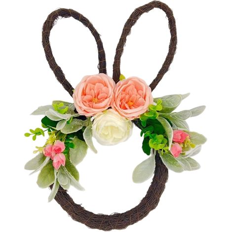 Guirlande De Porte Lapin De Pâques - 40 cm - Fleur Artificielle En Plastique - Décoration Printemps Intérieur Extérieur - 1 Pièce (1/5)