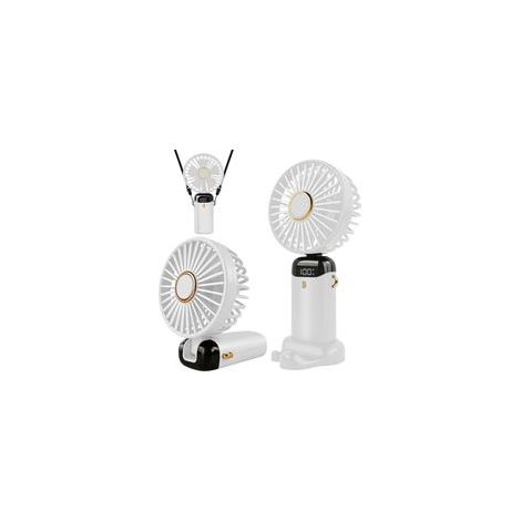 USB-wiederaufladbarer tragbarer Ventilator mit 5 Geschwindigkeitsstufen, Mini-Falt-Tischventilator mit LED-Anzeige für Zuhause, Büro, Schlafzimmer, Reisen im Freien (Weiß) (1/5)