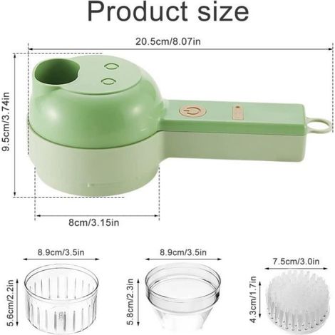 Ensemble de Coupe legumes Multifonctions électrique Portatif sans fil 4 en 1,Robot Culinaire manuel,Mandoline de Cuisine (1/4)