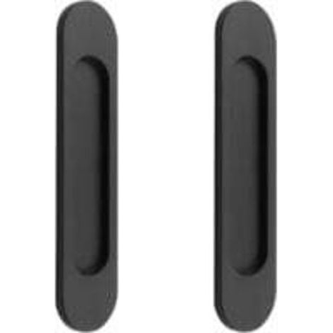 2 poignées de porte coulissantes ovales auto-adhésives en alliage d'aluminium noir mat sans perforation pour portes coulissantes, fenêtres d'armoires180mm