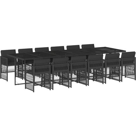 vidaXL Set da Pranzo da Giardino 13pz con Cuscini Nero in Polyrattan (1/5)