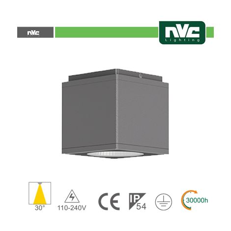 Downlight Cubo LED IP54 da soffitto - 12W 960lm 3000k 85°