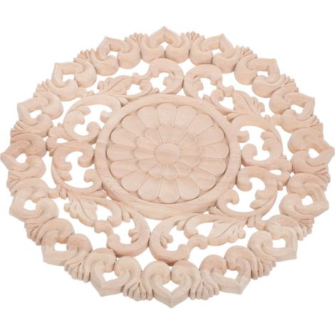 Round Carved Wooden Wall Sconce for Cabinet, Decorative, 30 cm (1/5)