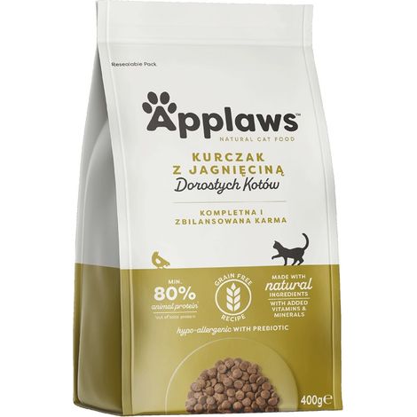 Croquettes pour chat adulte APPLAWS Poulet et agneau - 400 g
