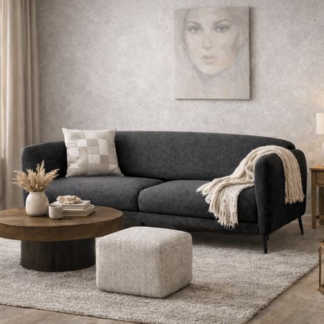 Schlafsofa anthrazitfarbener Leinenstoff 3-Sitzer - Venus