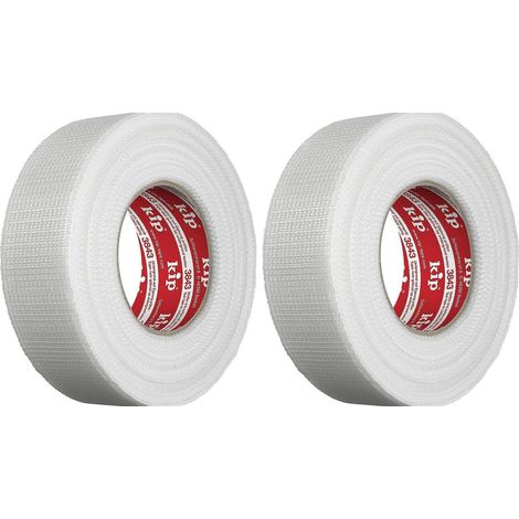 Ruban à joint Kip - Ruban en tissu permanent en fibre de verre 48 mm x 90 m - Pour travaux de réparation et de remplissage - Fixation facile - Autocollant et indéchirable (Lot de 2) (1/5)