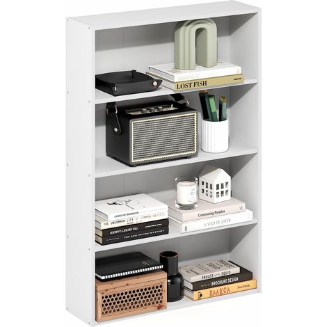 Étagère, Bibliothèque À 4 Niveaux avec Étagère Ouverte, Étagère De Rangement Cubique, 15 X 61 X 89 Cm, pour Salon, Chambre, Bureau, Blanc (1/5)