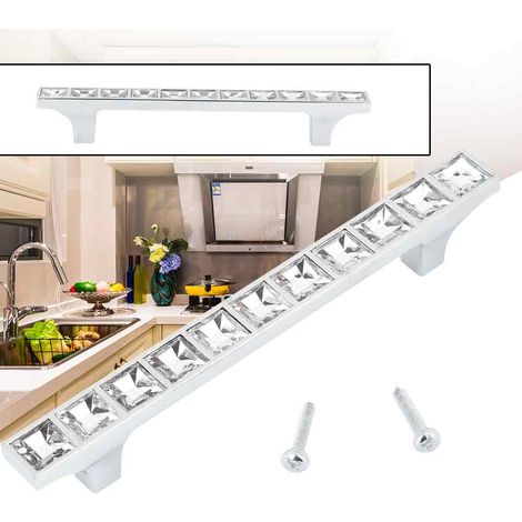 Poignées de porte en alliage de zinc pour armoire/penderie, motif cristal diamant 6715 (96 mm / 3,8 po) (1/5)
