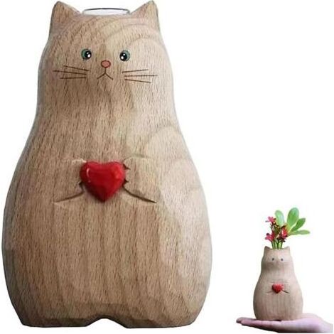 Vase en forme de chat fait à la main, décoration de vase de chat d'amour, artisanat en résine, figurine de chat en résine faite à la main, pour affichage de fleurs, 15 cm x 10 cm (1/5)
