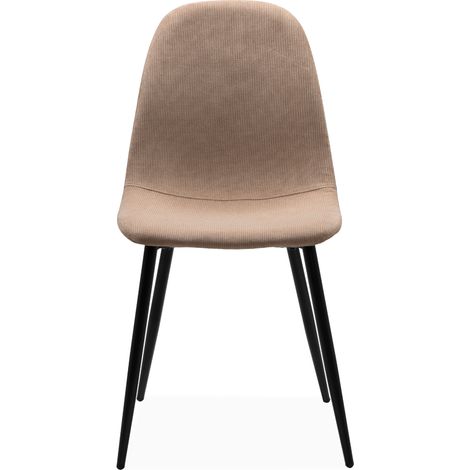 CALICOSY - Lot de 4 chaises en velours côtelé beige avec structure métal noir L43 cm - ANYA (1/3)