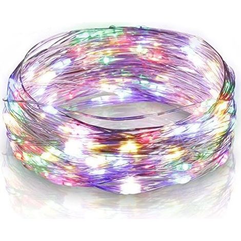 Stringa serie 100 luci di Natale micro led Multicolore rgb a batterie impermeabile e immergibile 10.2 mt IP65 catena per esterno e interno luminarie addobbi e decori natalizi Multicolore 10.2 metri - (1/5)