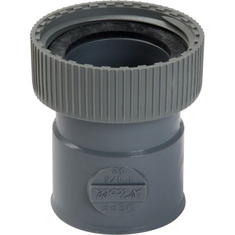 Toma hembra NICOLL con tuerca cautiva - PVC gris - Ø 32 mm - DEFF