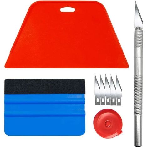 Kit Covering,Outils de Film pour Papier peint,Fenêtre Voiture,Carrelage Vinyle,Raclette pour Pose Adhesif,avec Squeegee au Silicone,Couteau Universel et des Lames,1.5m Mètre Ruban (1/5)