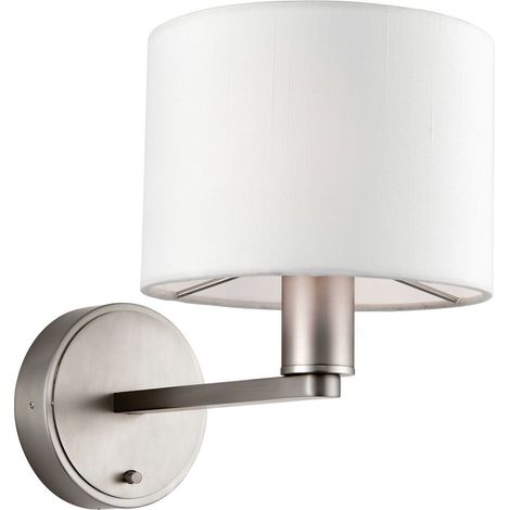Endon - Applique da parete per interni a 1 luce in nichel opaco, finta seta bianca vintage, E14 (1/5)