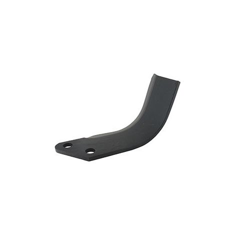 Cuchillo de fresa izquierdo adaptable para motocultor Pasquali, modelo TP. Longitud: 167 mm, diámetro de agujero ø 12,5 mm, distancia entre centros 35 mm.
