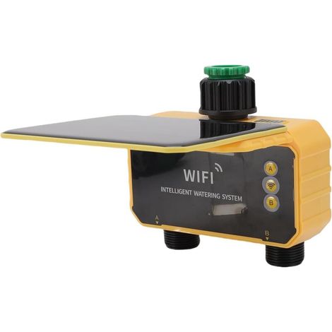 Jeffergarden Programmateur d’arrosage solaire WiFi 2 sorties – Irrigation automatique avec détection pluie pour jardin – Économie d’eau intelligente (1/5)