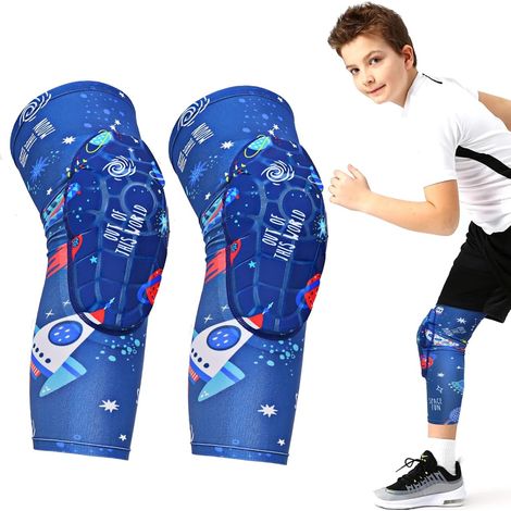 Genouillères de compression sur le thème de l'espace pour enfants et adolescents - Soutien des genoux pour garçons et filles Équipement de protection pour le basketball, la lutte et le football (1/4)