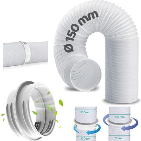 x 200 cm Abluftschlauch, Durchmesser 130 mm und 150 mm, flexibel für mobile Klimaanlagen, Universal-Fensteradapter (1/5)