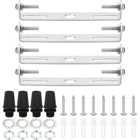 100mm Support de Fixation Plafonnier, 4 Ensemble Lumière Luminaire Montage Support Plaque Acier Barre Transversale pour suspensions Mur Lumière, avec Vis Rondelle Écrou (1/5)