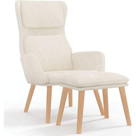 Maison Exclusive - Poltrona Relax con Poggiapiedi Bianco Crema in Velluto (1/5)